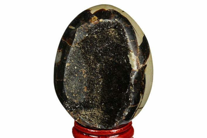Septarian Dragon Egg Geode - Black Crystals #183156